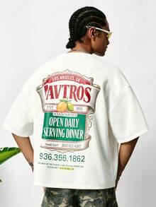 PAVTROS 男士休闲宽松印花短袖T恤，百搭夏季复古男士图案宽松T恤 - 白色 - 查看 4