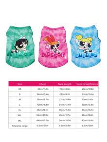 THE POWERPUFF GIRLS X PETSIN 1 Piece Cute Big Eyed Girl Letter Printed Pet Vest, Skin Friendly And Breathable Pet Clothing - Multicolor - View 5