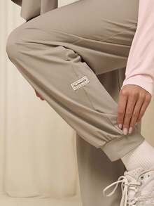 GLOWMODE X Reem Modest Sun & Sweat Cooling Quick-Dry Sun Protection Relaxed Fit Adjustable Drawstring Waist Side Pockets Joggers Training Running Workout Gym Daily Active Wear - Khaki - View 5