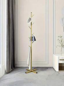 1pc Coat Rack, Stainless Steel Floor-Standing Coat Rack, Simple Coat Hanger, High-End Premium Bag And Hat Rack. - Gold - View 4