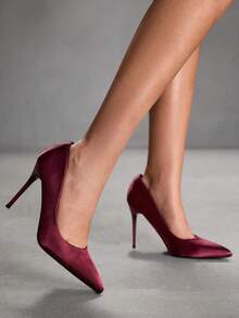 CUCCOO SZL Classic Champagne Glitter High Heel Wedding Shoes For Christmas - Burgundy 1 - View 5