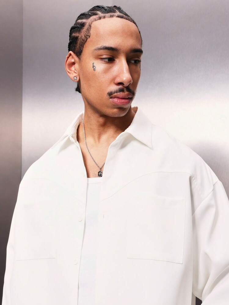 PLAYBOY X SUMWON Cropped Long Sleeve Button Shirt With Logo