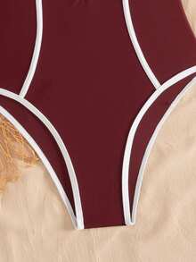 Swim SPRTY Áo tắm liền thân nữ, màu trơn, khóa kéo phía trước, không tay, thích hợp cho bãi biển, kỳ nghỉ, thể thao. - Màu Đỏ Sâu - Xem 7