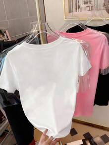 Resyla 3pcs/Set Women's Casual Solid Color Round Neck Short Sleeve T-Shirt - Multicolor - View 2