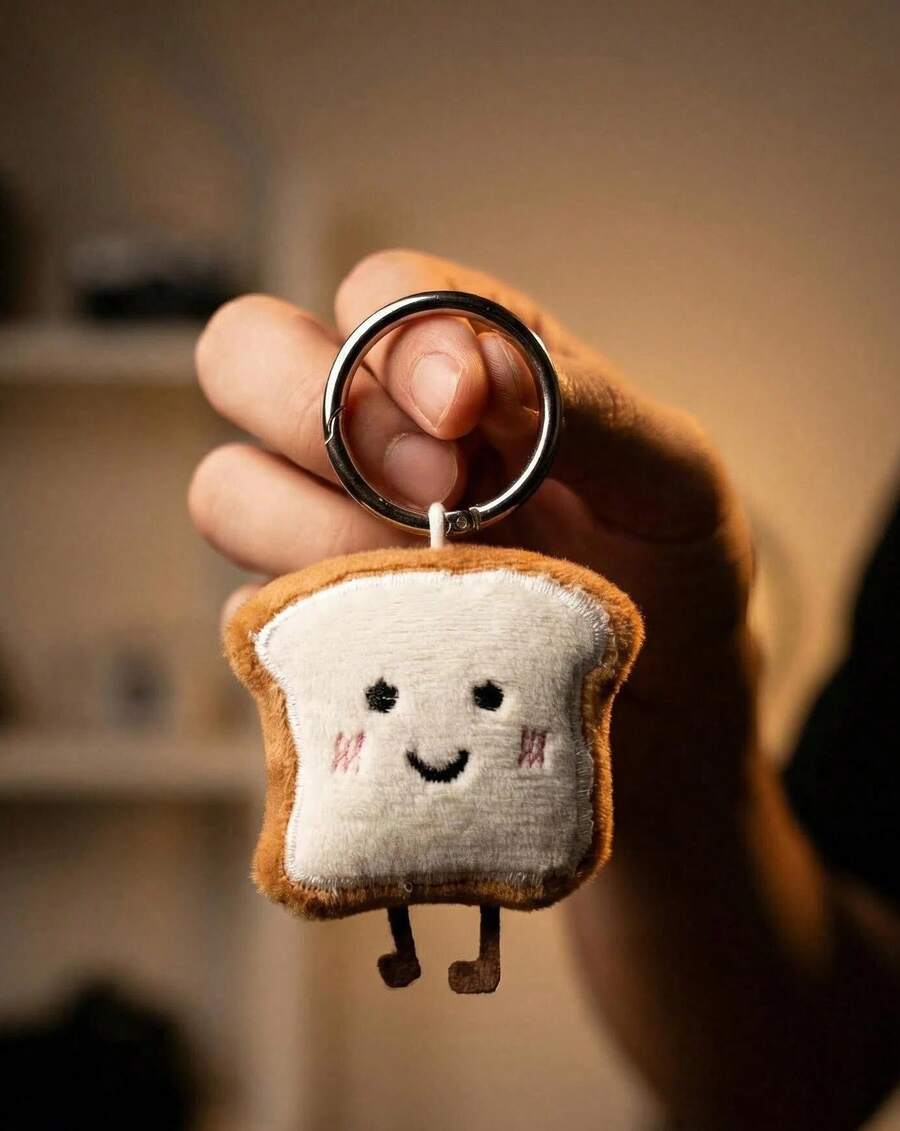 POKOJA LAND POKOJA LAND 可爱吐司毛绒玩具 - 表情可爱，可作钥匙扣挂件和包包配饰 - 棕色 - 查看 1