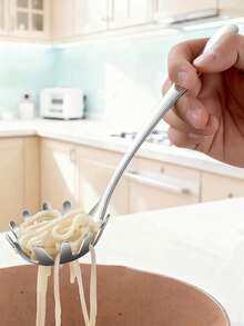 1pc Stainless Steel Pasta Spoon, Household Noodle Spoon, Bar Ice Scoop, Dumpling Scoop, Egg Scoop, Suitable For Families, Hotels, Restaurants, Bars, Etc Christmas Gift - 銀色 - 查看 2