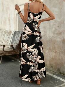 EMERY ROSE 大码热带树叶印花休闲无袖连衣裙 - 彩色 - 查看 2