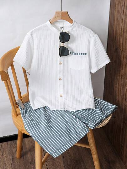 SHEIN Tween Boys' Casual Washed Color Oversized Crew Neck Long Sleeve Knit T-Shirt, Suitable For School, Garden, Beach, Birthday, Spring, Summer, Autumn, Winter, Boys Long Sleeve Top