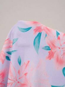 Amorya 女士印花无袖方领A字连衣裙 - 紫羅蘭色 - 查看 9