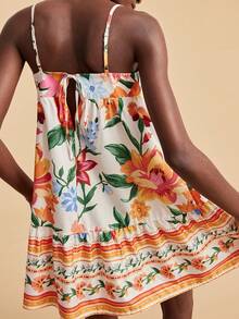 Travachic Floral Print Cami Dress, Casual Vacation Style, Spring To Summer, Valentine's Day, Carnival Costume, Elegant Dresses For Party, Beach Outfits, Wedding Guest Dresses, Summer Vacation Outfits,  Floral Dress, Casual Dress - Multicolor - View 2