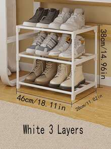 1PC Steel Pipe & Plastic Simple Shoe Rack, Space-Saving Under-Bed Shoe Storage Organizer, Multi-Tier Entryway Shoe Rack - Multicolor - View 12