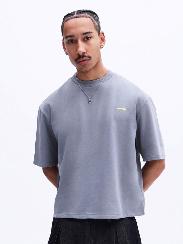 Kastenförmig geschnittenes graues T-Shirt mit Sizilien-Print