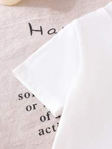 2pcs Baby Girl Fashion Minimalist Bow Leopard Print Glasses Letter Print Top And Bow Denim Effect Print Flare Pants Set, Suitable For Outings In Summer - Multicolor - View 6