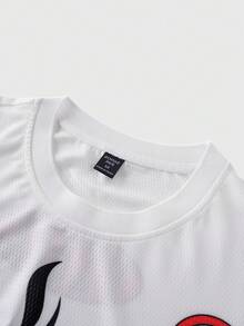 ROMWE MEN Street Life 男士休闲字母数字印花圆领短袖T恤，夏季款 - 白色 - 查看 8