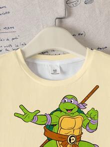 TEENAGE MUTANT NINJA TURTLES | SHEIN Young Boys Casual Printed Short Sleeve T-Shirt, Multi-Pack - Multicolor - View 4