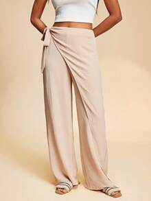 Travachic 2026 New Spring/Summer Women Casual Versatile Side Tie Pants - Apricot - View 3
