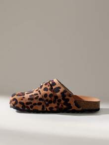 Solecia Ciabatte da donna casual con stampa leopardata, tomaia , suola leggera, senza back, tacco a zeppa, adatte per interno/esterno, primavera/autunno - Multicolore - Visualizzare 4