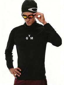 Acti Log Men's Casual Comfortable Quick-Dry Turtleneck Sports T-Shirt - Dark Grey - View 3