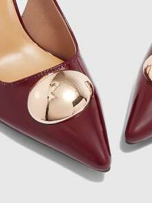 CUCCOO BIZCHIC Women's Pointed Toe Stiletto Heel Elegant Commuting Fashion Versatile Sandals - Burgundy - View 8