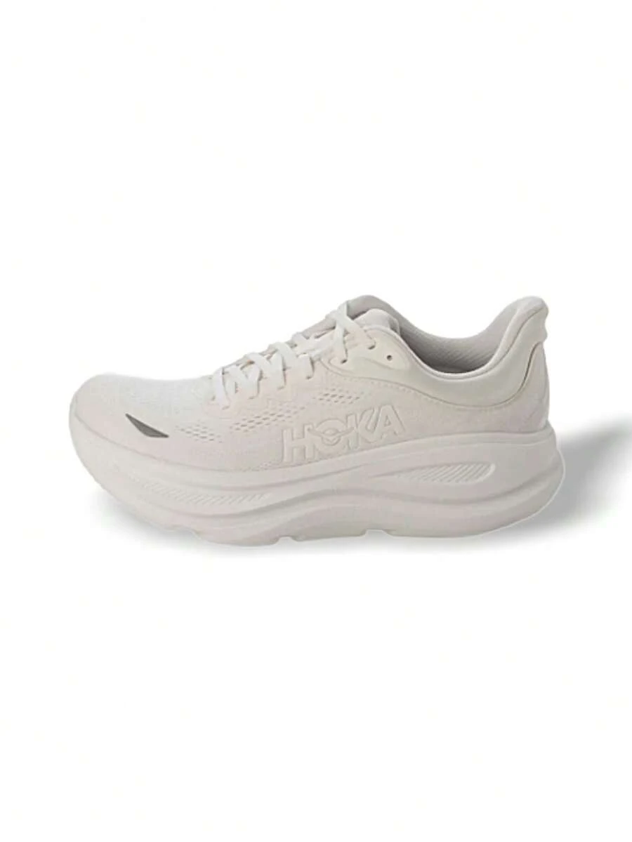 Hoka One One Bondi 9 男士运动鞋，吸汗透气，缓震轻便，百搭，纯色Logo，易洗快干，适合跑步、户外和日常穿着，白色，货号1162011-WWH - 白色 - 查看 1