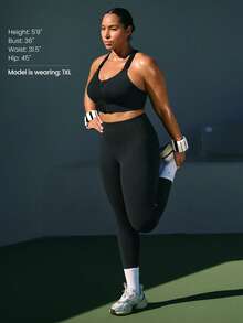 GLOWMODE Plus Size OptiDry Gym Crusher Compressive Quick-Dry Built-In Cups Front Zipper Sports Bra Medium Impact Training Running Workout Gym Wear - Black - View 11