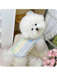 PETSIN 宠物狗春夏彩虹撞色镂空吊带猫咪泰迪熊吊带背心 宠物狗服装 宠物用品服装 - 彩色 - 查看 11