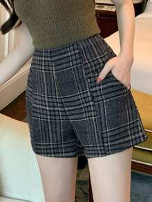 DAZY Women's Casual Style Patterned Shorts, Spring - Dark Grey - View 10