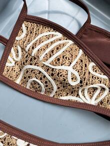 Swim Vcay 时尚分体式比基尼套装，抽绳设计，适合春夏穿着 - 棕色 - 查看 6