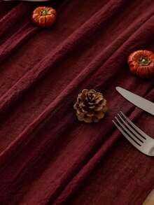 1pc 35 * 71/118/157 Inch Cheese Cloth Table Runner And Napkins, ,Countryside Transparent Table Runner, Bohemian Style Table Runner Suitable For Wedding ,Festival,Holidays,Birthday Party,Decoration, Christmas For Holiday Gift Giving - red wine - View 12