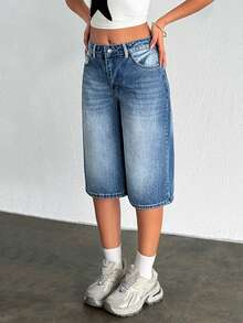 EURMUSE Women's Casual Washed Denim Shorts, Summer - Medium Wash - View 6