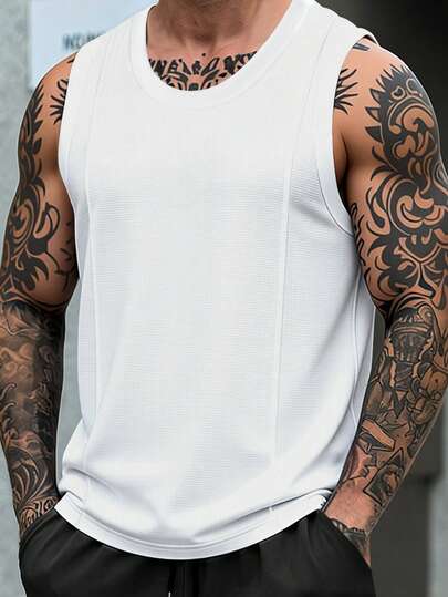 Manfinity Homme 男士纹理面料套头背心，适合休闲、户外和运动穿着