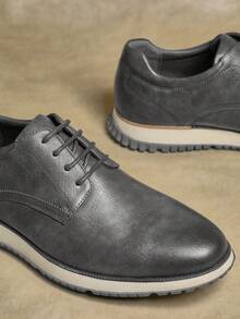 SHUZIA 男士百搭优雅时尚正装运动鞋牛津经典休闲系带鞋 - 灰色 - 查看 5