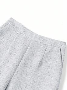 Ellevyn Bộ đồ 2 món tối giản, thanh lịch, chất liệu giả vải lanh, gồm áo và quần không tay, thích hợp cho việc đi làm hàng ngày. - Màu xanh nhạt - Xem 3