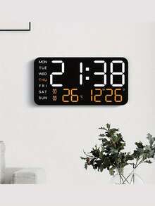LED Digital Wall Clock With Temperature Display, Date And Weekday - Dual Alarm, 12/24 Hour Format, Perpetual Calendar, Rectangular, Ideal For Bedroom Decor - Battery model - View 4
