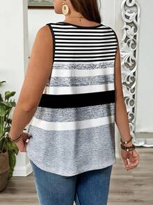EMERY ROSE Áo tank top không tay in họa tiết sọc, áo tank top cỡ lớn dành cho nữ, áo tank top nữ mùa hè, áo tank top nữ thường ngày, áo tank top kẻ sọc, áo tank top không tay, áo tank top nữ thường ngày. - Nhiều màu - Xem 2