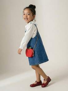 Maija Kids 女童纯色休闲连衣裙套装（带口袋）及长袖衬衫T恤 - 深色水洗藍 - 查看 18