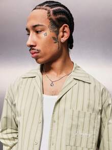 PLAYBOY X SUMWON Áo sơ mi nam dáng regular fit, tay dài, kẻ sọc dọc, cổ bẻ, cài cúc phía trước, có túi ngực, chất liệu cotton pha nhẹ, thích hợp mặc đi làm công sở. - màu xanh lá - Xem 5