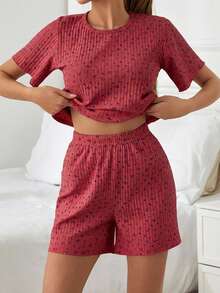 EURMUSE Women 2 Pcs Colourful Floral Pattern Set Cute Lounge Set - Multicolor - View 6