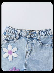 Quần jeans hoa tuyết 3D màu tím đậm cổ điển Y2k có viền tua rua, quần jeans ống loe cho bé gái đi học, trường đại học, kỳ nghỉ hè, quần jeans ống loe cho bé gái, quần trẻ em thời trang, quần denim ôm vừa vặn cổ điển, quần jeans ống loe rách cho mọi mùa, quần jeans ống rộng thêu hoa tuyết thời trang cho bé gái, quần jeans hoa cúc thêu, quần jeans dễ thương thu đông thập niên 90 màu tím cho bé gái - Màu xanh nhạt - Xem 4
