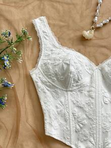 Soleia Áo không tay jacquard màu trơn thanh lịch dành cho nữ, thích hợp cho mùa hè. - trắng - Xem 4