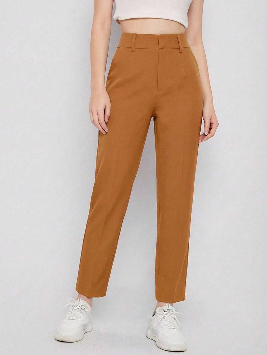 EURMUSE Women's Solid Color Simple Daily Suit Pants - Camel - View 1
