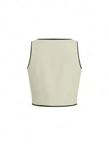 Ellevyn 2pcs Women Casual Contrast Trim Sleeveless Top And Pants Set - Mint Green - View 3