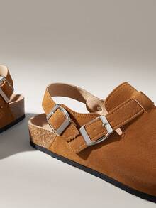 Solecia Women's Buckle Design Casual Versatile Flat Shoes - Brown - View 5