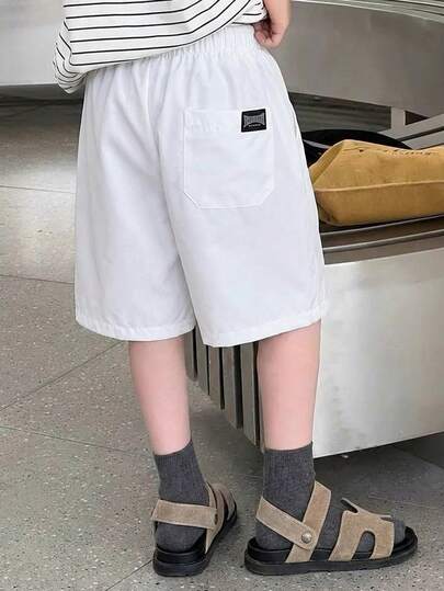 男童休闲韩版运动短裤，带口袋，用途广泛，适合通勤、上学、日常休闲穿着、运动，春夏皆宜。