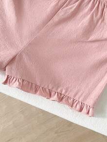 Cozy Pixies Bộ đồ 2 món cho bé gái: Áo cardigan tay ngắn in hoa và quần short cạp chun màu trơn. - Hồng - Xem 8