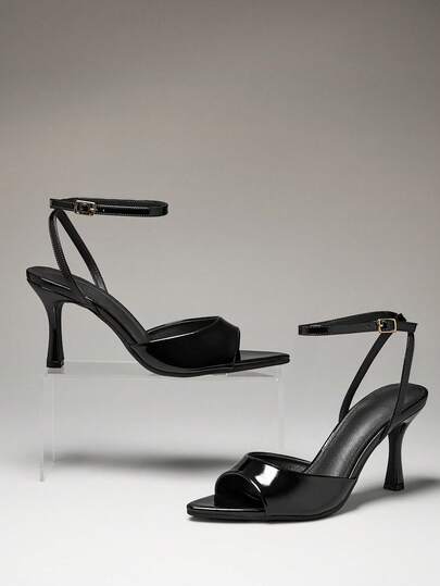 SHUZIA Women Comfortable Pointy Toe Ankle Strap Stiletto Heel Sandals