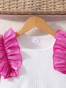 Elladie kids Bộ đồ công chúa lấp lánh cho bé gái gồm áo không tay và quần short đính nơ, thích hợp cho tiệc sinh nhật và biểu diễn sân khấu. - Màu Hồng Tươi - Xem 4