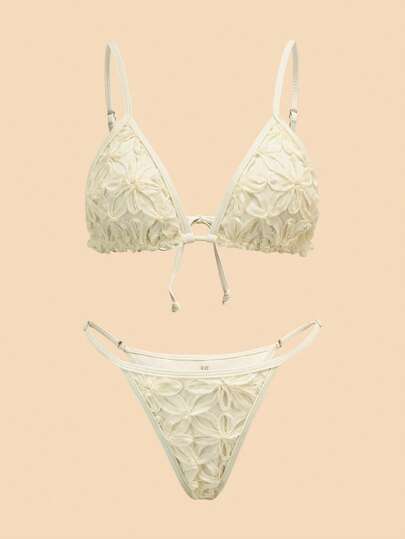 Travachic Women's Solid Color Spaghetti Strap Fashionable Bikini Swimwear Set With Mini Skirt, Summer Beach