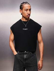 PLAYBOY X SUMWON Tank Top Tanpa Lengan Ukuran Besar dengan Cetakan Grafis Penuh di Bagian Belakang, Kerah Bulat, Bahan Katun, Kaos Otot, Kasual Musim Panas - Hitam - View 2