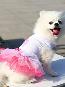PETSIN 1 Piece Small Size Soft Tulle Fabric Comfortable Breathable Lightweight Elastic Waist Easy To Wear Cute Stylish Heart Lip Print Pink Blue Colors Pet Tulle Skirt Pet Dress Pet Clothing For Dogs Cats Teddy Bichon Frise Holiday Gift For Pet Lovers Dog Owners Daily Wear Party Photography Home Use Pet Apparel Pet Fashion Essentials Small Dog Cat Outfits Fancy Pet Skirt Pet Gown Pet Wardrobe Accessories - Multicolor - View 8